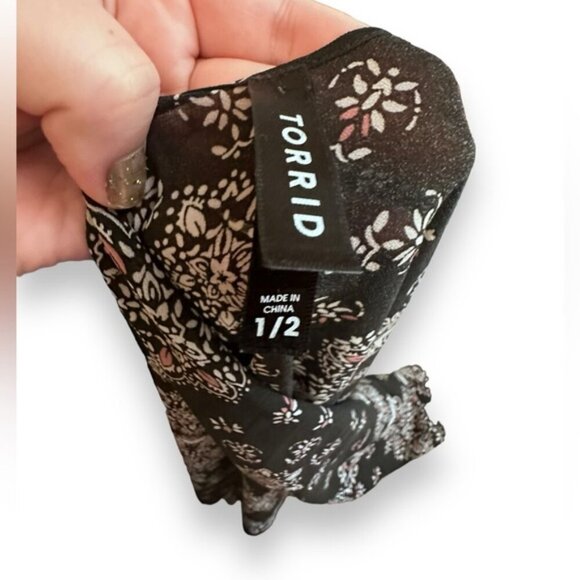 Women’s torrid 1 2 Black Mandala Print Chiffon Kimono Duster 14 16 18 20 1X 2X - Picture 12 of 14